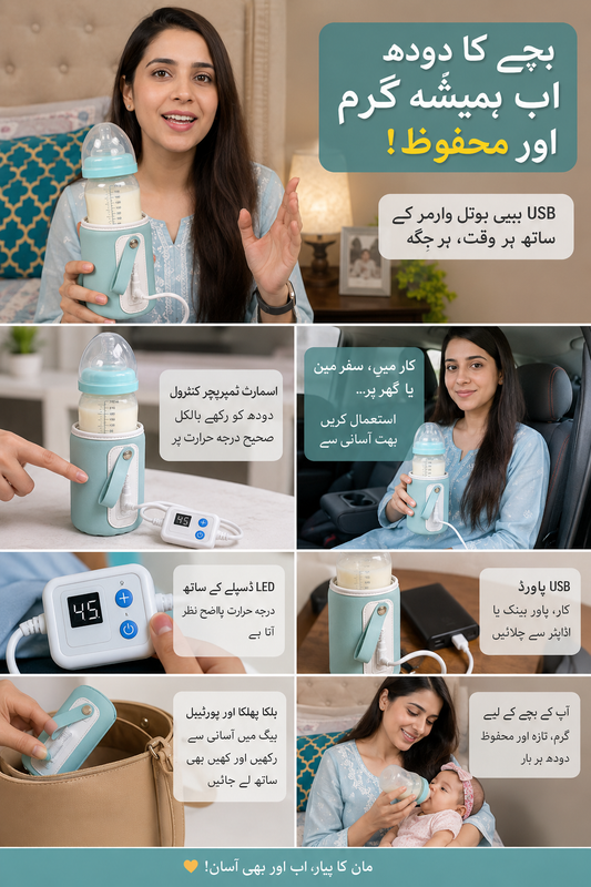 USB Baby Bottle Warmer with Adjustable Temperature Display – Portable Milk Warmer Sleeve for Car, Power Bank & Travel Use
