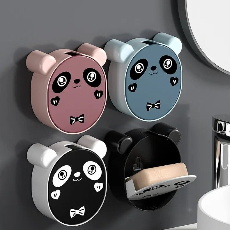 Cute Panda Wall-Mounted Soap Box – Punch-Free Self-Adhesive Bathroom Soap Holder