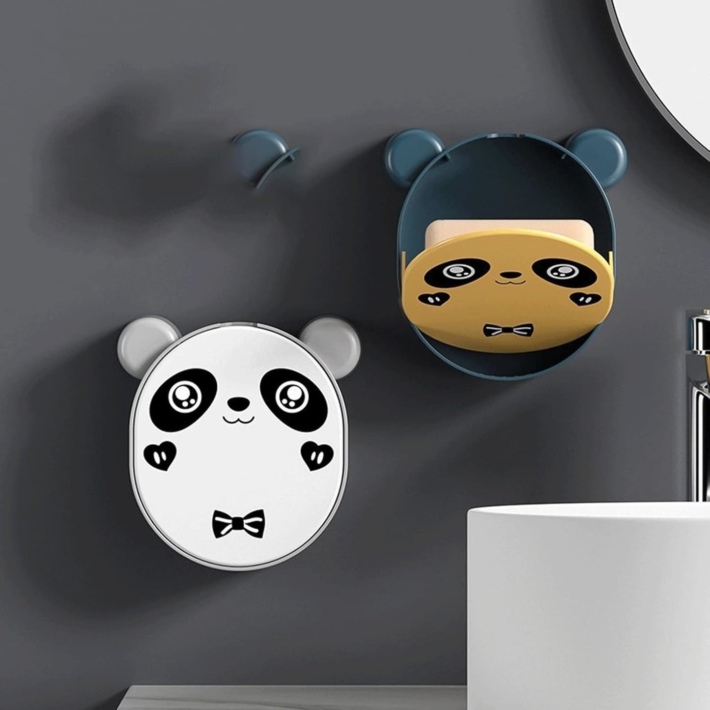 Cute Panda Wall-Mounted Soap Box – Punch-Free Self-Adhesive Bathroom Soap Holder