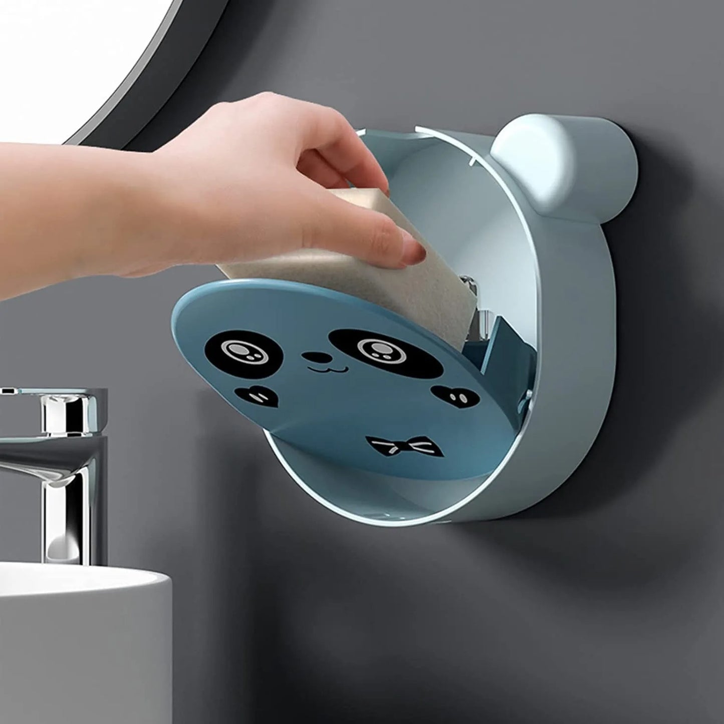 Cute Panda Wall-Mounted Soap Box – Punch-Free Self-Adhesive Bathroom Soap Holder