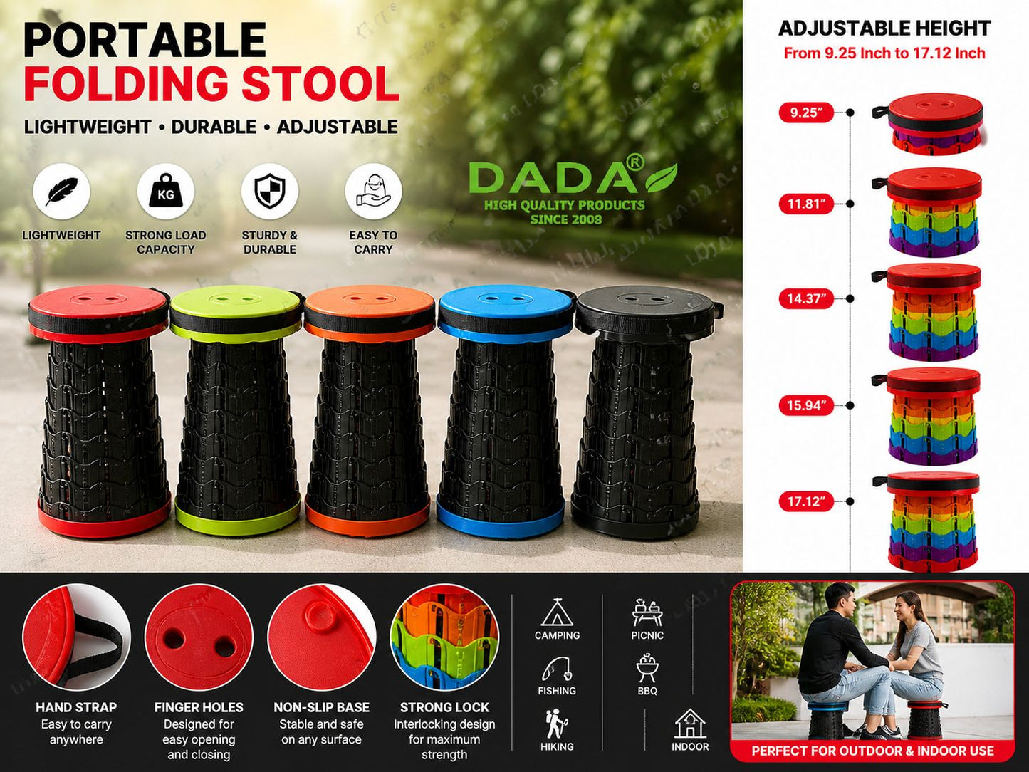 Super Heavy Duty vTelescopic Folding Stool